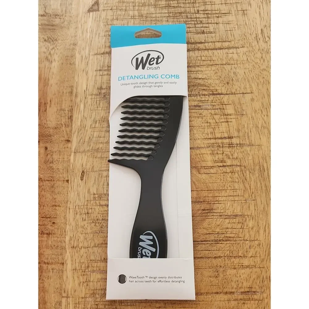WET BRUSH Easy Blowout Brush and Detangling Comb Set of 2 Full Size Black